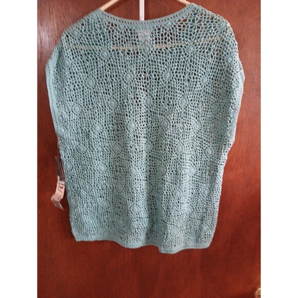 Jones Of New York Sleeveless Crochet-Knit Cardigan Sweater Turquoise W-2x [$109) - Picture 8 of 16